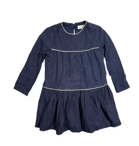 Nueces Midi Dress Girl's 6A Cotton Navy Blue Basic Comfy Long Sleeves Minimalist - Picture 1 of 5