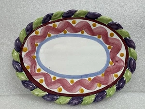 Mackenzie Childs Oval Piccadilly Ceramic Soap Dish Small Plate Tray Dish Platter - Picture 1 of 6