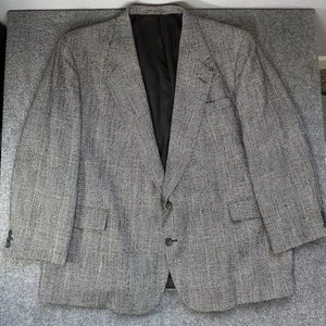HAGGAR Gentleman’s Fit Imperial Gray Glen Plaid Sport Coat Blazer Jacket Vintage - Picture 1 of 13