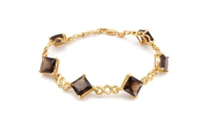 Brazalete de cuarzo ahumado de oro amarillo de 14k 7,25" Foto 1 de 4