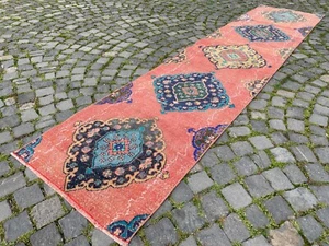 Antique rug Runner rug Turkish rug Bohemian rug Handmade rug Oushak rug - Picture 1 of 10