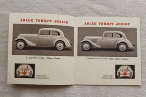 32B 689 1938 Adler Trumpf 2 2.5 Liter Cabrio Sport-Limousine Prospekt Brochure - Bild 1 von 7