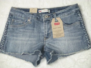 Levi's Girl's Size 12R Shorty Short Adjustable Waistband Raw Hem Denim Stretch - Picture 1 of 2