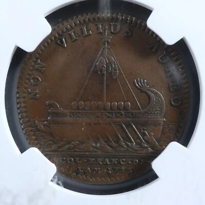 Breton 515 NGC AU-55 1755 Franco-American original copper Jeton token Argonauts - Image 1 of 4