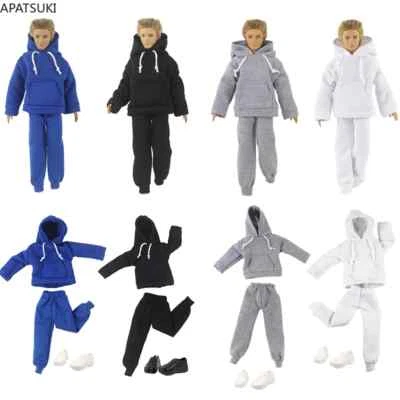 Многоцветная повседневная одежда для мальчика 12» кукла наряд моды байки с капюшоном брюки обувь - Изображение 1 из 4