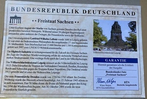 Sammlerstück Bundesländer Satz Freistaat Sachsen - 5 Medaillen - - Bild 1 von 4