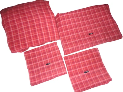 NAUTICA RED & BLACK PLAID (4PC) KING SHEET SET 100% COTTON - Image 1 of 4
