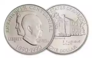 1990-W Eisenhower Commemorative Silver Dollar BU West Point Mint - Picture 1 of 3