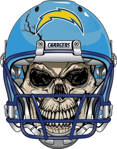 Los Angeles Chargers Skull Helmet Vinyl Decal / Sticker 10 sizes!! Tracking!! Cover