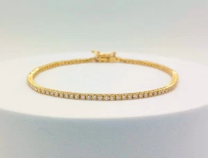 1.5ct Diamond Tennis Bracelet Lab Grown 9ct Yellow Gold - Picture 1 of 7