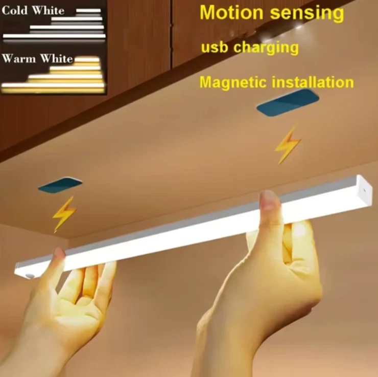 Luce LED Wireless con Sensore di Movimento Ricaricabile per Armadio e Corridoio - Immagine 1 di 4