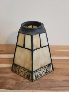 Ceiling Light Six-Sided Slag Stained Glass Shade - Picture 1 of 3