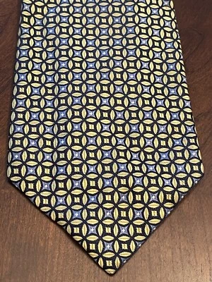 Corbata Jones New York azul dorada 100 % seda para hombre hecha en China Foto 1 de 4