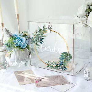 Clear Acrylic Card Box With Lock & Slot Thick Diy Wedding Card Box For Wedding R - Picture 1 of 6