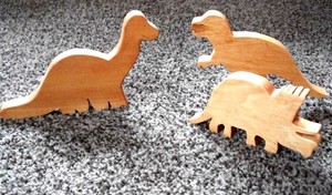 Handcrafted Wooden Dinosaurs - Set of 3 - Wood Toys -Maple Finish