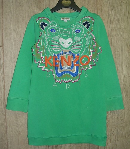 Abito maglione in cotone Kenzo per ragazze verde età 6 116 cm