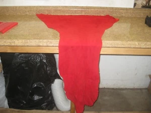 Red Suede Deer Leather #0006624 Row J - Picture 1 of 4