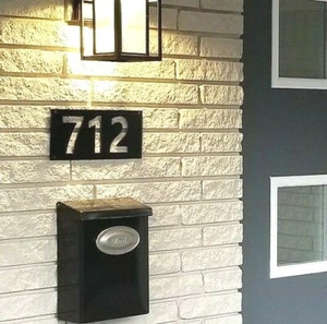 Metal Modern Address Sign Negative Space Numbers 6" Tall - Picture 1 of 9