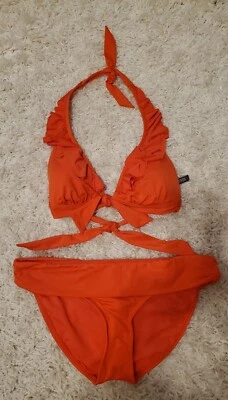 Faja acolchada con volantes Kenneth Cole Reaction para mujer 2 piezas bikini playero talla Lg Foto 1 de 4