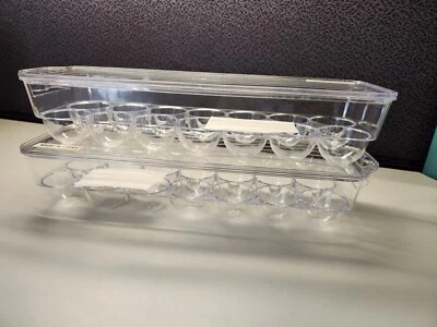 Set Of 2 Acrylic/Plastic Egg Holder For Fridge Holds 14 Eggs Each, 28 Total  - Image 1 of 4