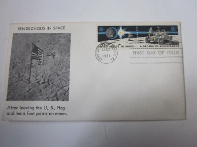 US COVER 1971 LUNAR ROVER FDC SCOTT 1435B RARE RENDEZVOUS IN SPACE CACHET - Image 1 of 3