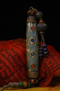 5.2"  Rare Old Tibetan Turquoise DZi Beads Buddhism Eyes Amulet Pendants - Picture 1 of 9