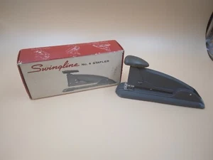 Vtg No 4 Swingline Stapler Art Deco Industrial Gray Original Box - Picture 1 of 7