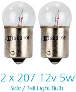 2 x 207 12V 5W Auto Van Seitenheck Heck KLAR Glühbirnen Nr. Platte BA15S SCC GLÜHBIRNE - Bild 1 von 2