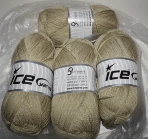4 Skeins, Ice Yarns, "Swim Viscose", Olive Green, Acrylic/Rayon Ribbon Yarn - Picture 1 of 2