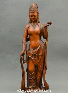Colecciona China boj tallado a mano budismo Guanyin Kwan-yin diosa estatua - Imagen 1 de 12