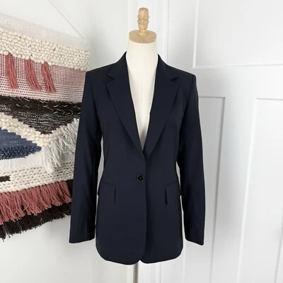 NUEVO Blazer Massimo Dutti Cool Lana Un Pecho Azul Marino Para Mujer Talla 4 Oficina Foto 1 de 4
