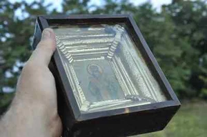 Russische orthodoxe Metallikone "Heiliger Joasaph von Belgorod" 19. Jh. - Bild 1 von 12