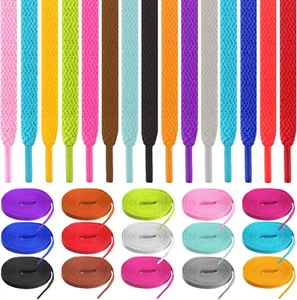 15 pares de cordones planos de colores para zapatillas deportivas de 45" - Picture 1 of 12