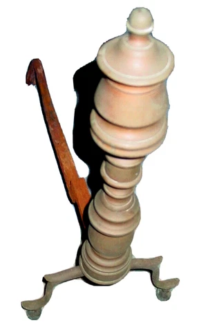 Vintage Antique Andirons Brass Column Queen Anne Leg Fireplace Log Holder Set Cover