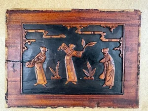 Antique Chinese Carved Wood Box Lid – Early to Mid 20th Century – 10.5”x7.5”RARE - Picture 1 of 8