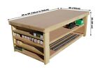 Workbench MDF Top Wide With Side Shelving Wooden Industrial Garage Table 