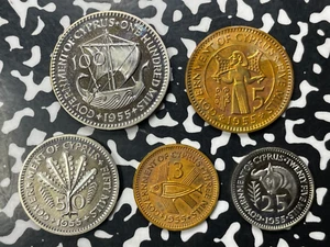 5x Kursmünzensatz Zypern 1955 Lot#A9899 mit Etui - Bild 1 von 4