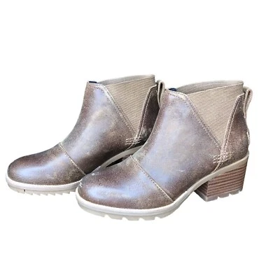 Sorel Cate Chelsea Boots Womens Size 5 Tan Booties Distressed Leather Classic - Image 1 of 4