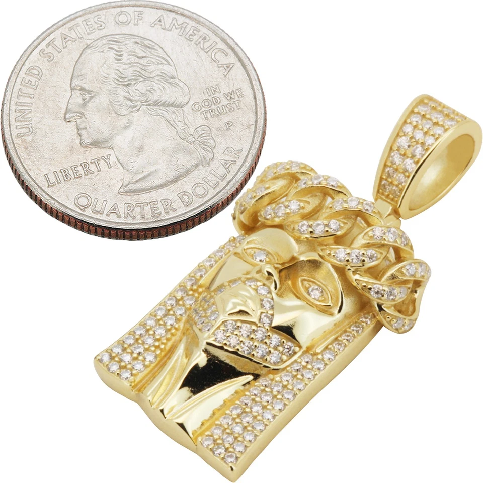 Colgante de plata de ley 925 de oro de 14 k Vermeil AAA circonita cúbica pieza de Jesús Foto 1 de 1