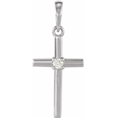 Platinum .015 CT Natural Diamond Cross Pendant - Image 1 of 2