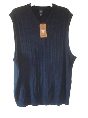 Chaleco Suéter Para Hombres Azul Marino Cuello en V Tejido con Cable XL Dockers NUEVO Foto 1 de 2