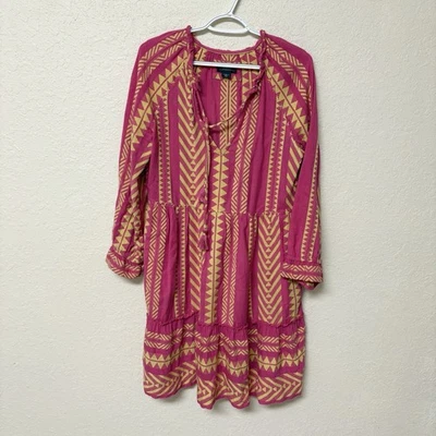 Anthropologie Maeve Dominique Tunic Dress Pink Tribal Azrec Print Boho Size XS - Image 1 of 4