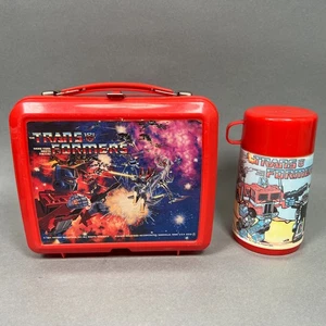Vintage 1984 Original TRANSFORMERS Lunch Box (Aladdin Hasbro) w/ Thermos NICE - Picture 1 of 24