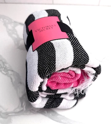 Manta Victoria's Secret ROSA Rayas Negras Blancas Foto 1 de 2