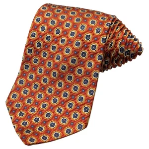Brooks Brothers 346 Tie Mens 58" Silk Orange Neat Medallion Pattern Classic - Picture 1 of 8