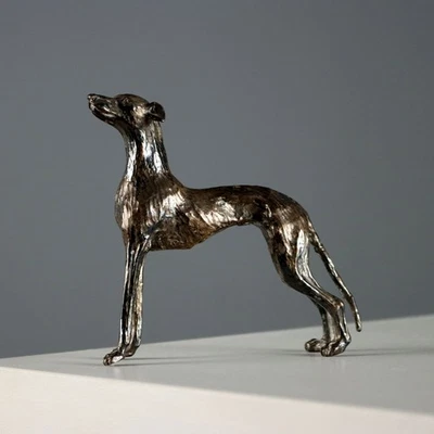 Levriero in Argento Marchiato Decorazione Italia XX Secolo Originale - Immagine 1 di 4