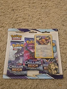 Pokemon TCG Regno Ghiacciante Confezione da 3 Blister Carta Eevee + 3 Booster + Moneta - Foto 1 di 2