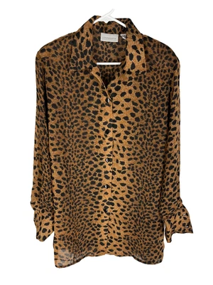 Blusa LIZ CLAIBORNE Top M Leopardo Transparente Y2K Preppy Dinero Antiguo Tranquilo Lujo Foto 1 de 4