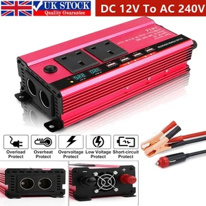 1500W Caravan Van Converter Power Inverter DC 12V To AC 240V LCD 4USB UK Socket - Picture 1 of 12