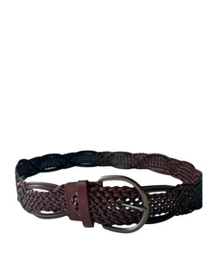 Unbranded Belt Sz XXL Brown Leather Woven thick wide big buckle Boho Festival - Picture 1 of 12